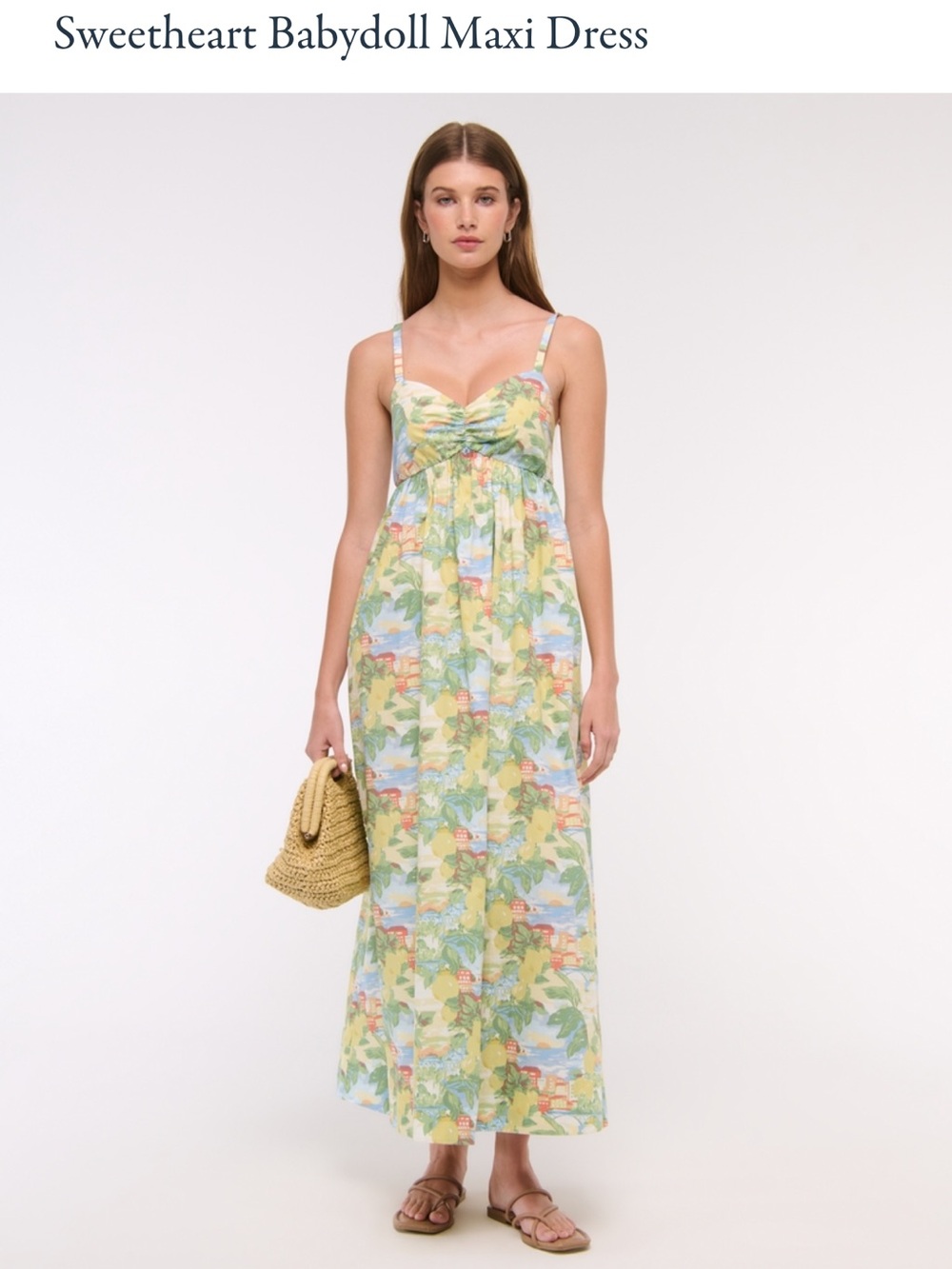 Abercrombie & Fitch Yellow Tropical Print Sweetheart Maxi Dress